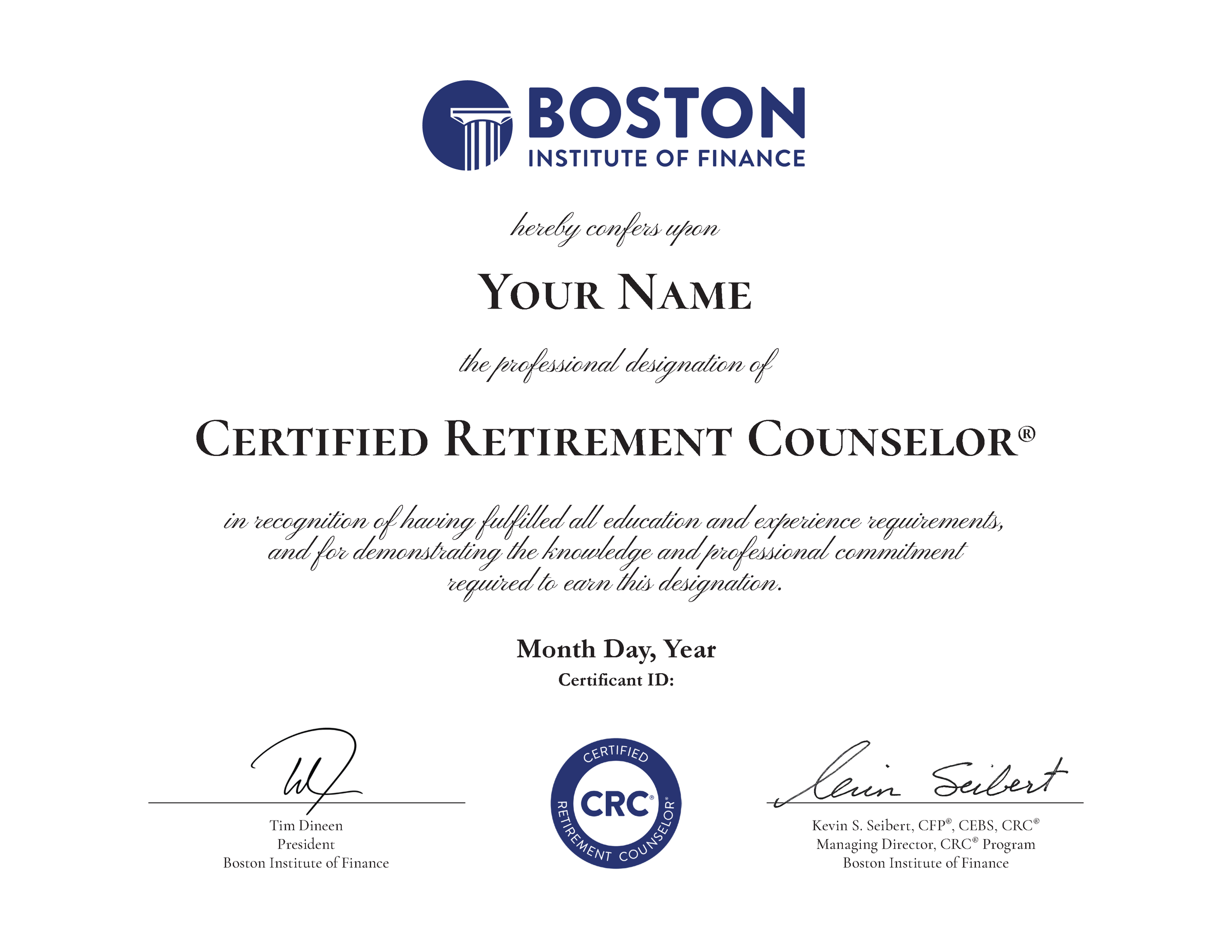 CRC Certificate